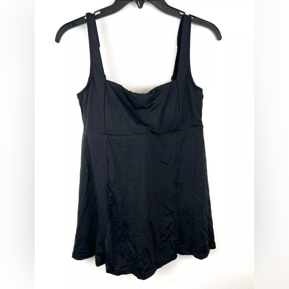 Sea Level Swim Womens Square Neck Swim Dress One Piece Black Size 10